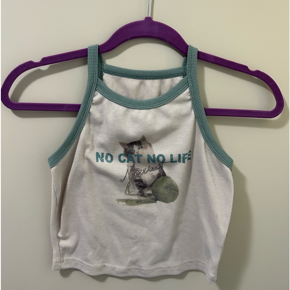 No Cat No Life Cropped Tank Top